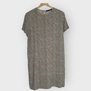 Jenni Kayne Leopard T-Shirt Mini Dress XS Brown Short Sleeve Crewneck Grannycore